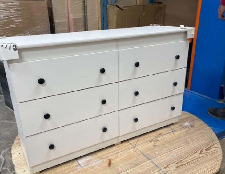 Elegant 6 drawer white dresser thumbnail 3