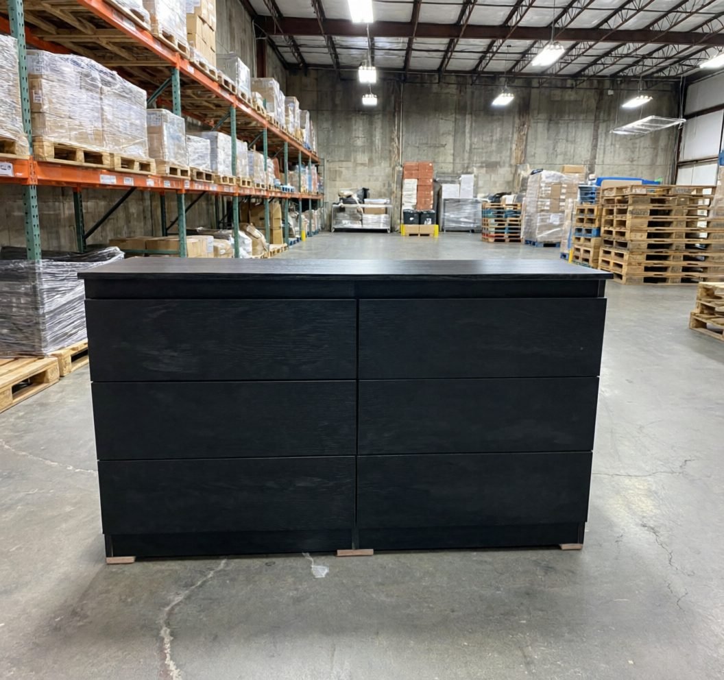 Modern Matte Black 6-Drawer Dresser – Handleless Minimalist Design