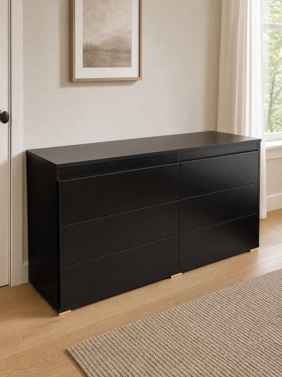  Modern Matte Black 6-Drawer Dresser – Handleless Minimalist Design thumbnail 2