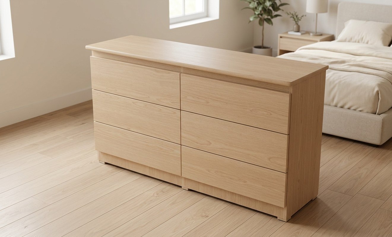  Natural Oak 6-Drawer Dresser – Handleless Minimalist Design thumbnail 2