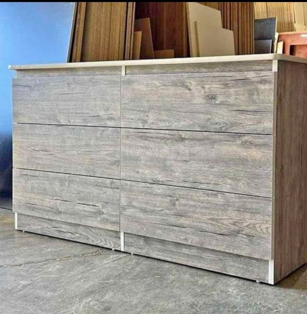  Rustic Weathered Grey 6-Drawer Dresser – Handleless Modern Design thumbnail 3